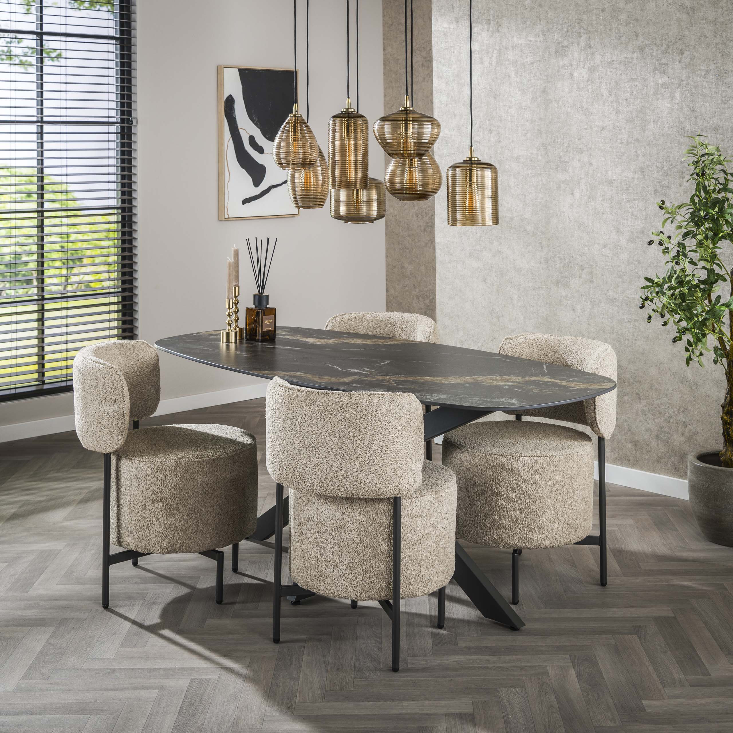 Eettafel Spider | Deens ovaal | 180cm | Keramiek Fossil