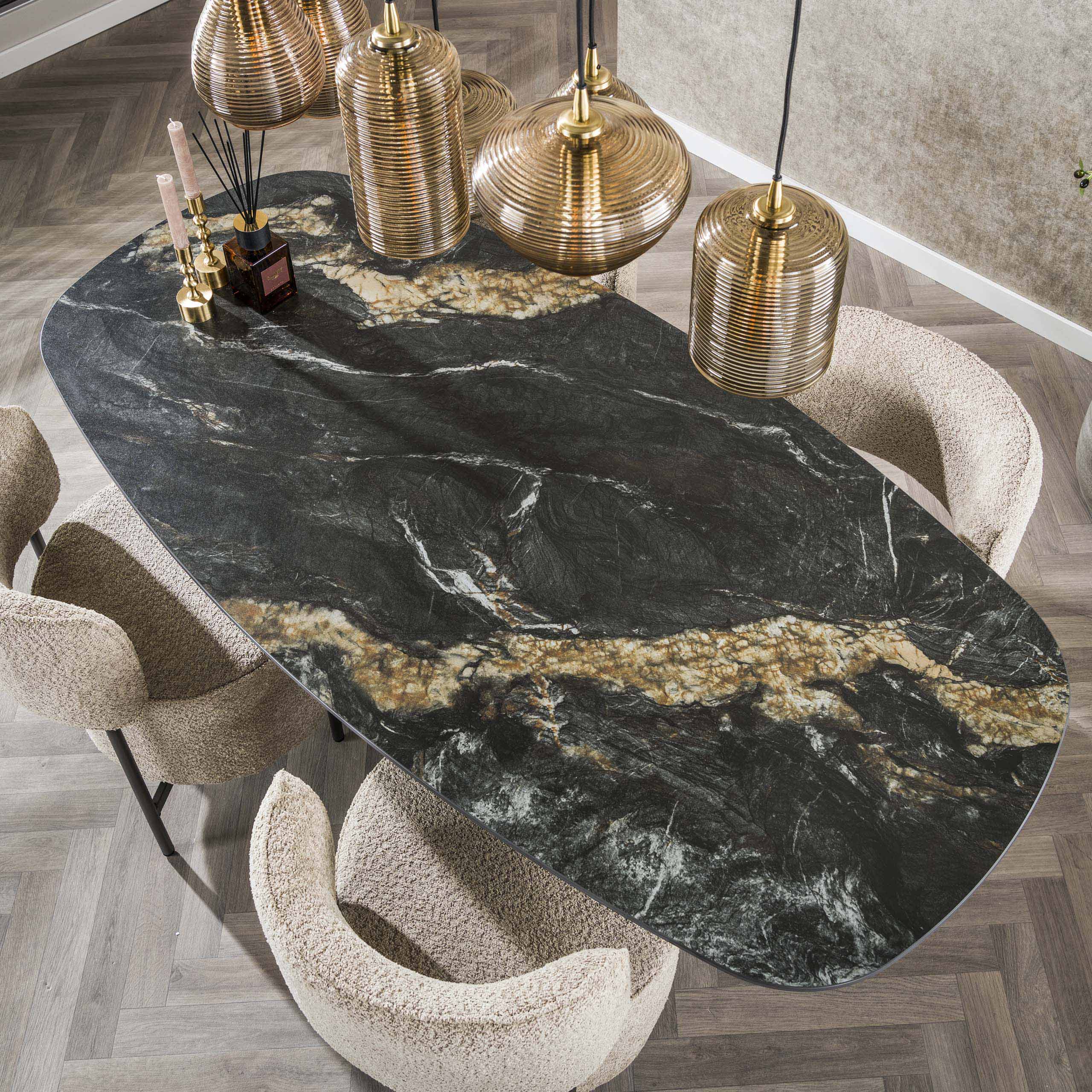 Eettafel Spider | Deens ovaal | 180cm | Keramiek Fossil