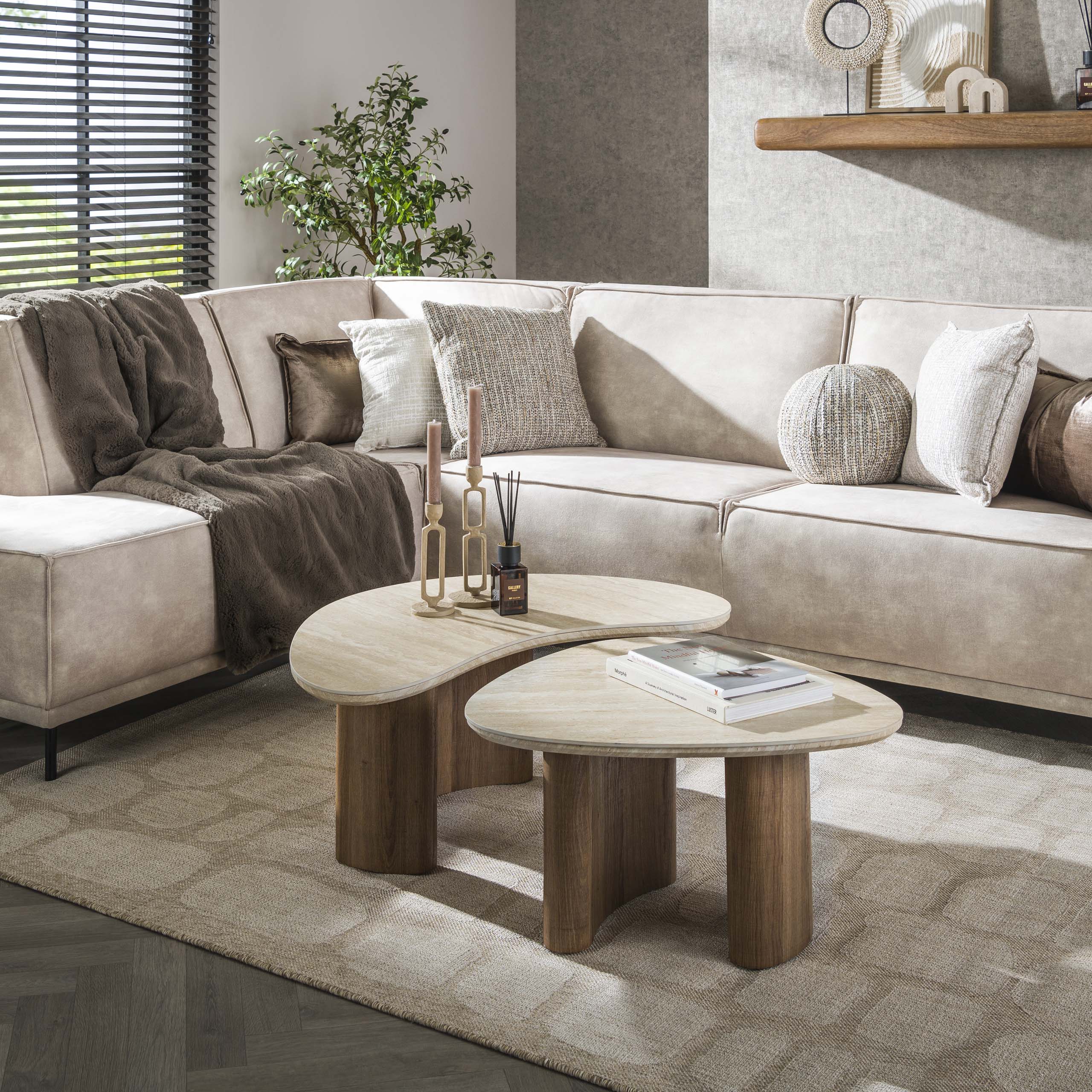 Salontafel Romano | Set van 2 | Keramiek travertin