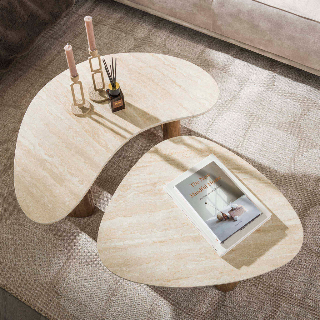 Salontafel Romano | Set van 2 | Keramiek travertin
