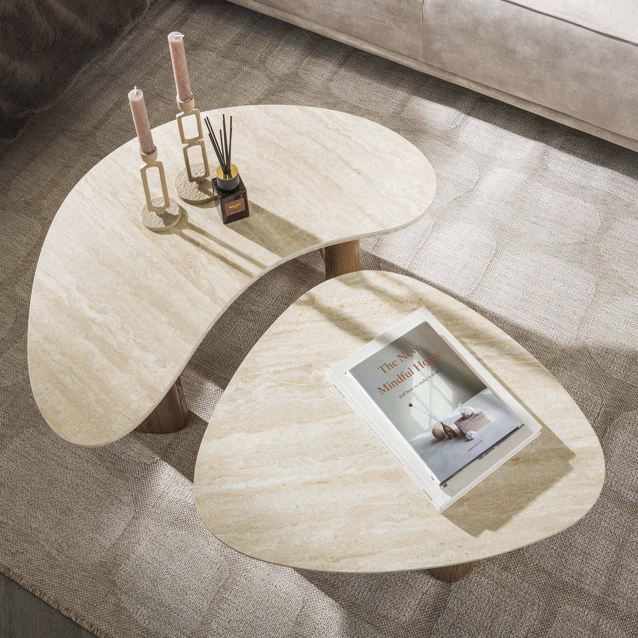Salontafel Romano | Set van 2 | Keramiek travertin