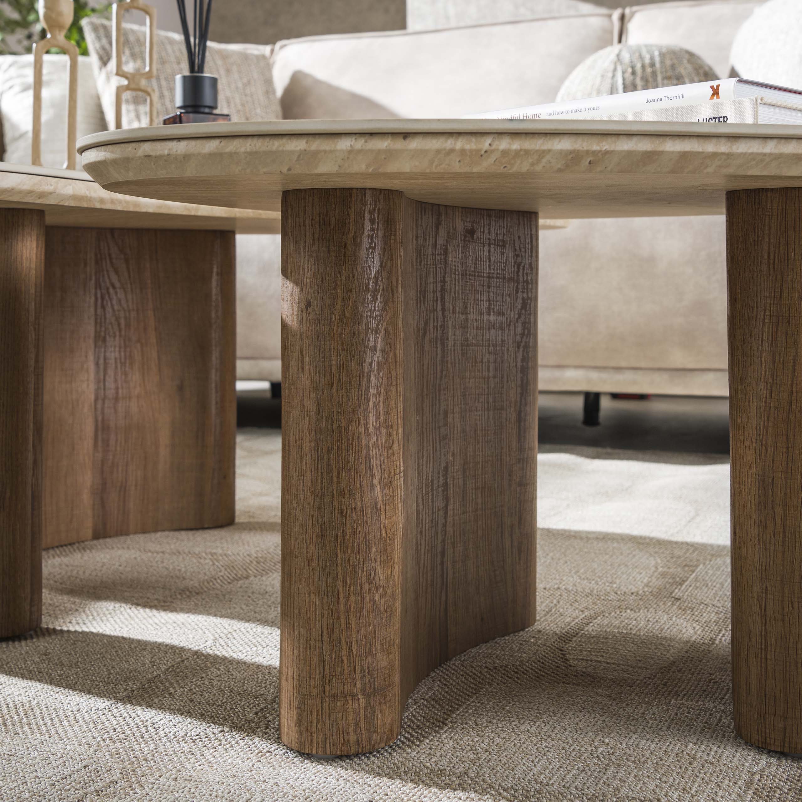 Salontafel Romano | Set van 2 | Keramiek travertin