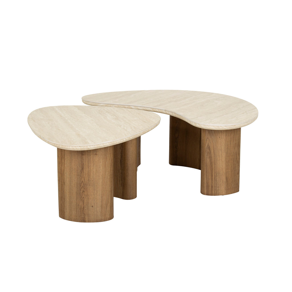 Salontafel Romano | Set van 2 | Keramiek travertin