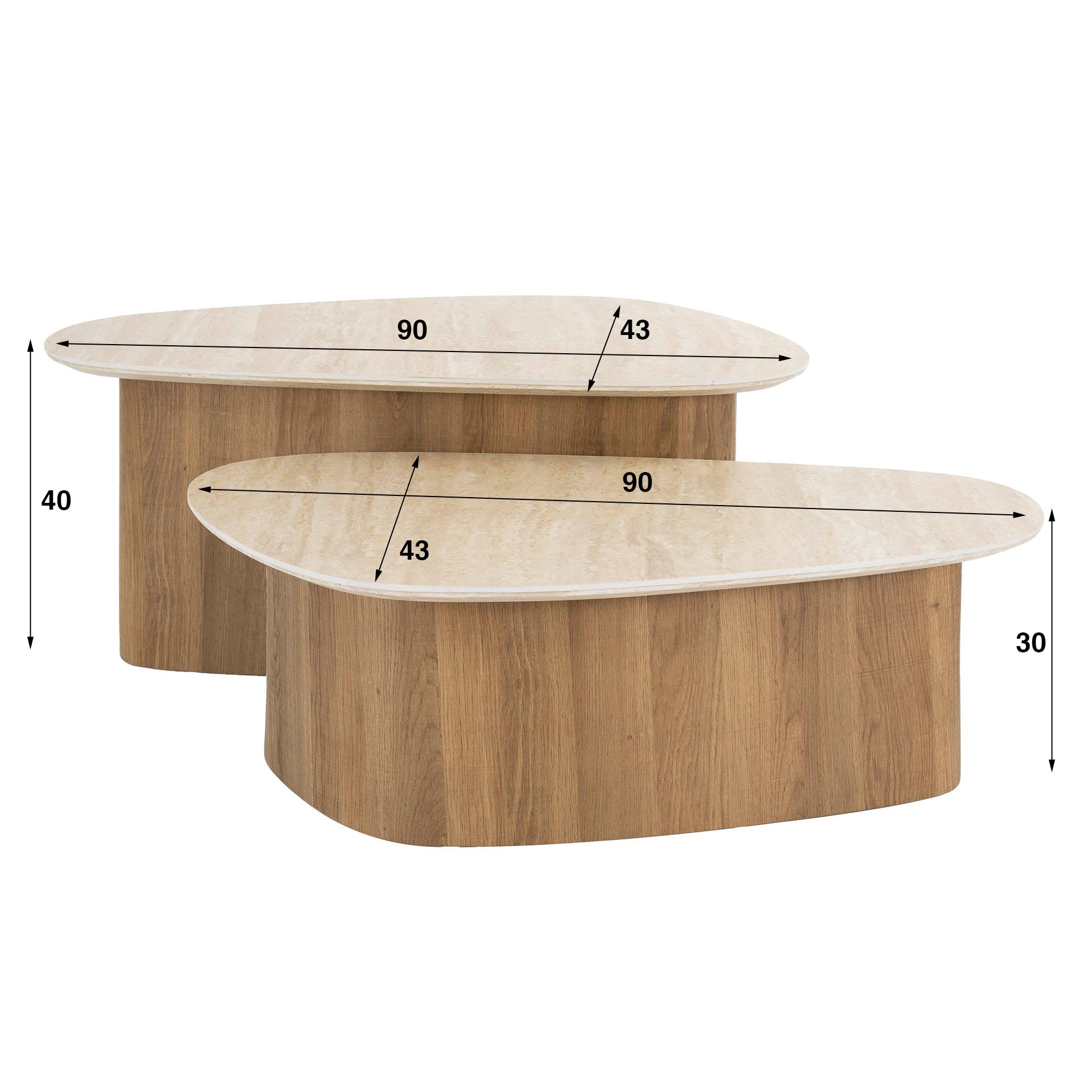 Salontafel Romano | Set van 2 | Keramiek travertin