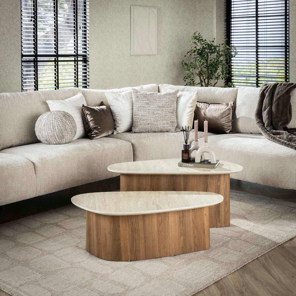 Salontafel Romano | Set van 2 | Keramiek travertin