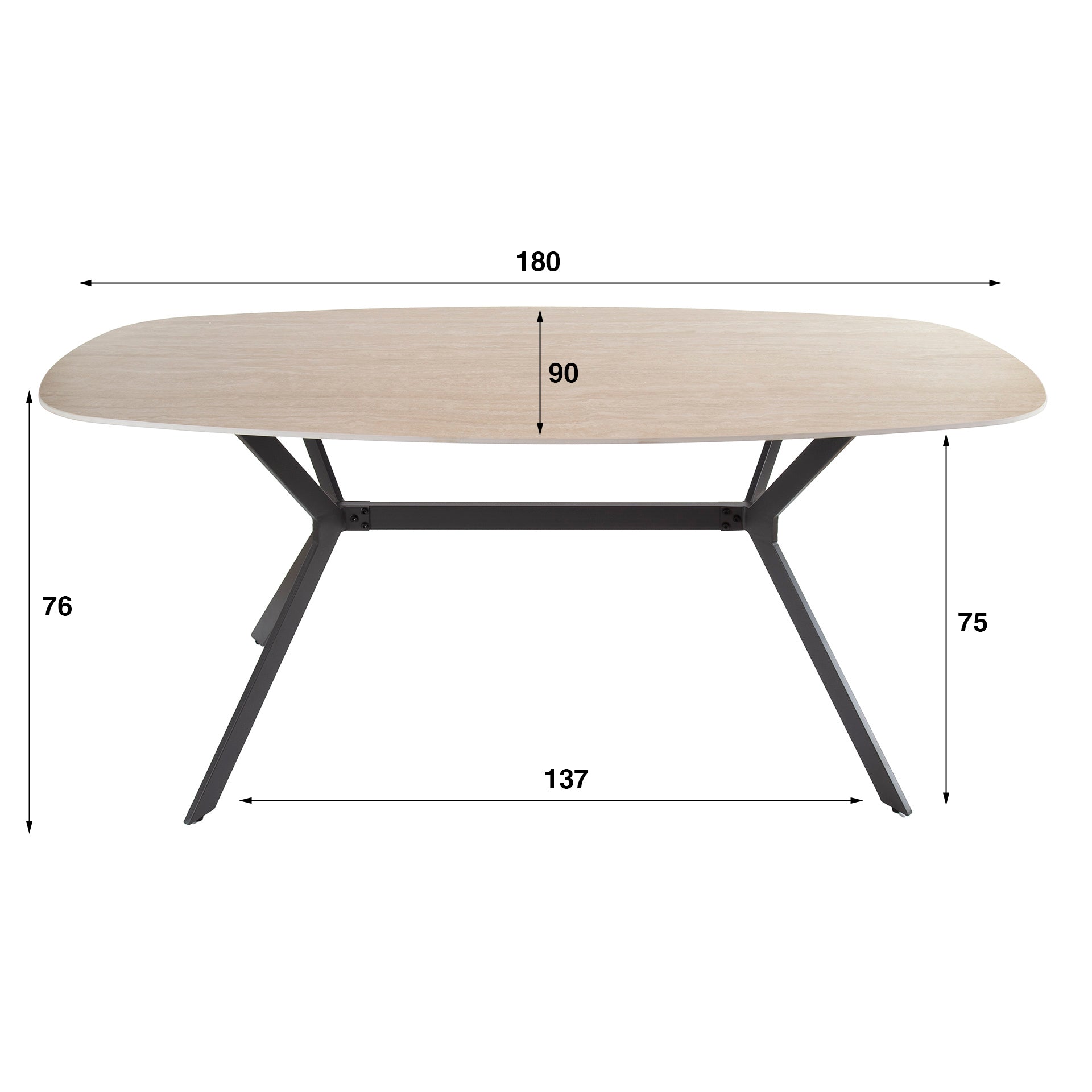 Eettafel Romano | Deens Ovaal | Keramiek Travertin
