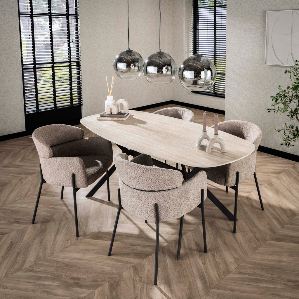 Eettafel Romano | Deens Ovaal | Keramiek Travertin