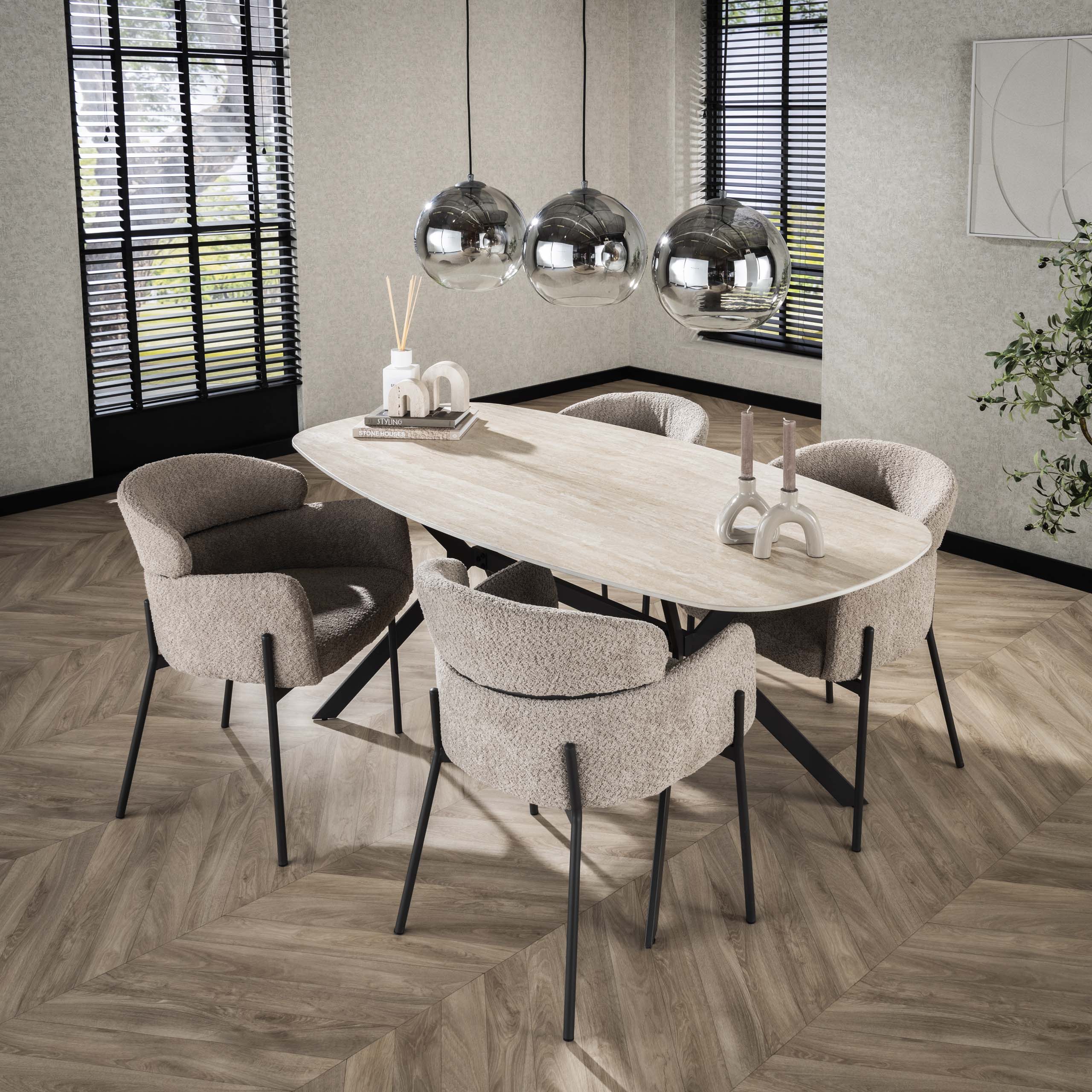 Eettafel Romano | Deens Ovaal | Keramiek Travertin