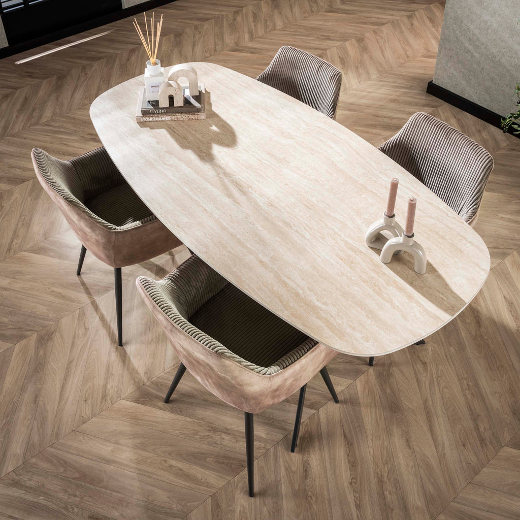 Eettafel Romano | Deens Ovaal | Keramiek Travertin