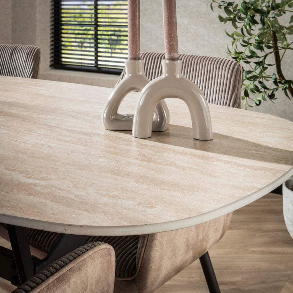 Eettafel Romano | Deens Ovaal | Keramiek Travertin