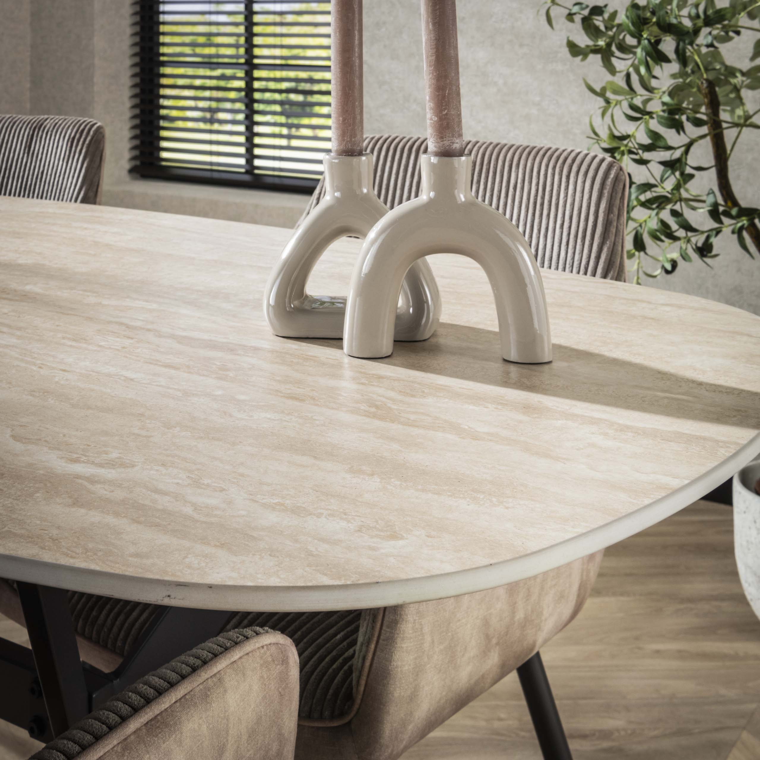 Eettafel Romano | Deens Ovaal | Keramiek Travertin