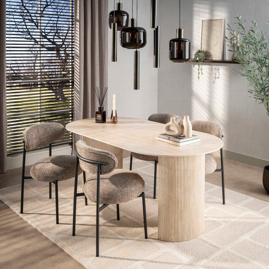 Eettafel Romano Arch | Ovaal 180cm | Keramiek travertin