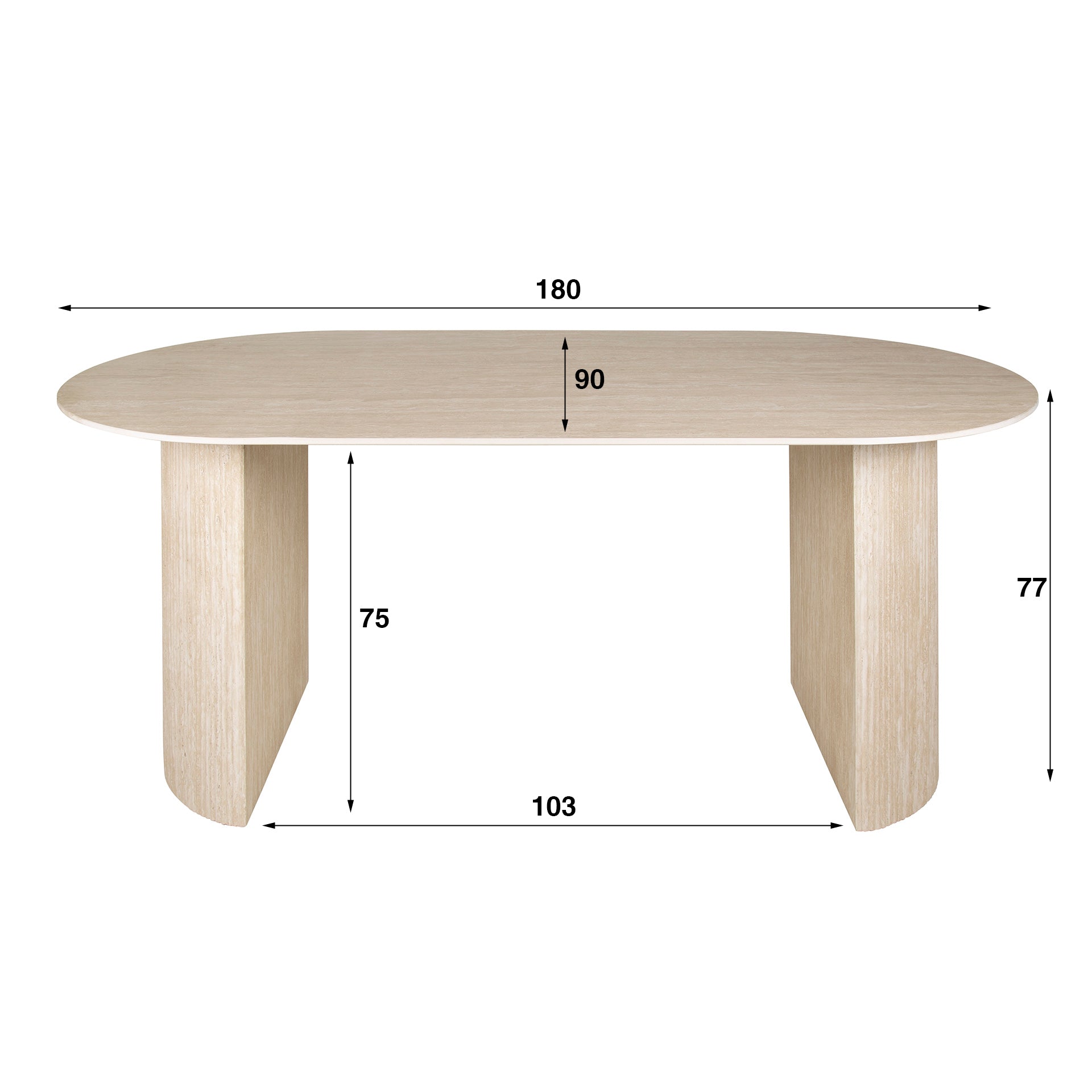 Eettafel Romano Arch | Ovaal 180cm | Keramiek travertin