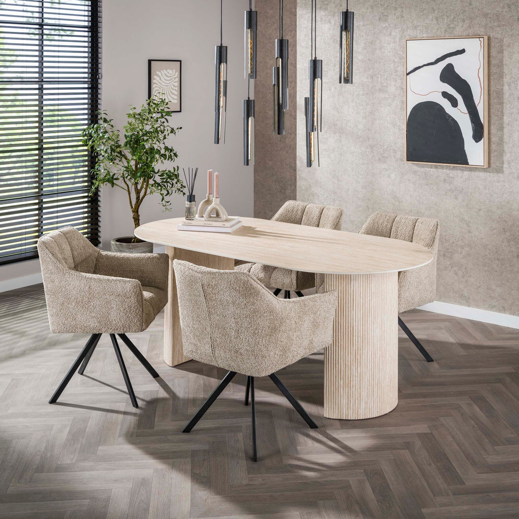 Eettafel Romano Arch | Ovaal 180cm | Keramiek travertin