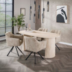 Eettafel Romano Arch | Ovaal 180cm | Keramiek travertin