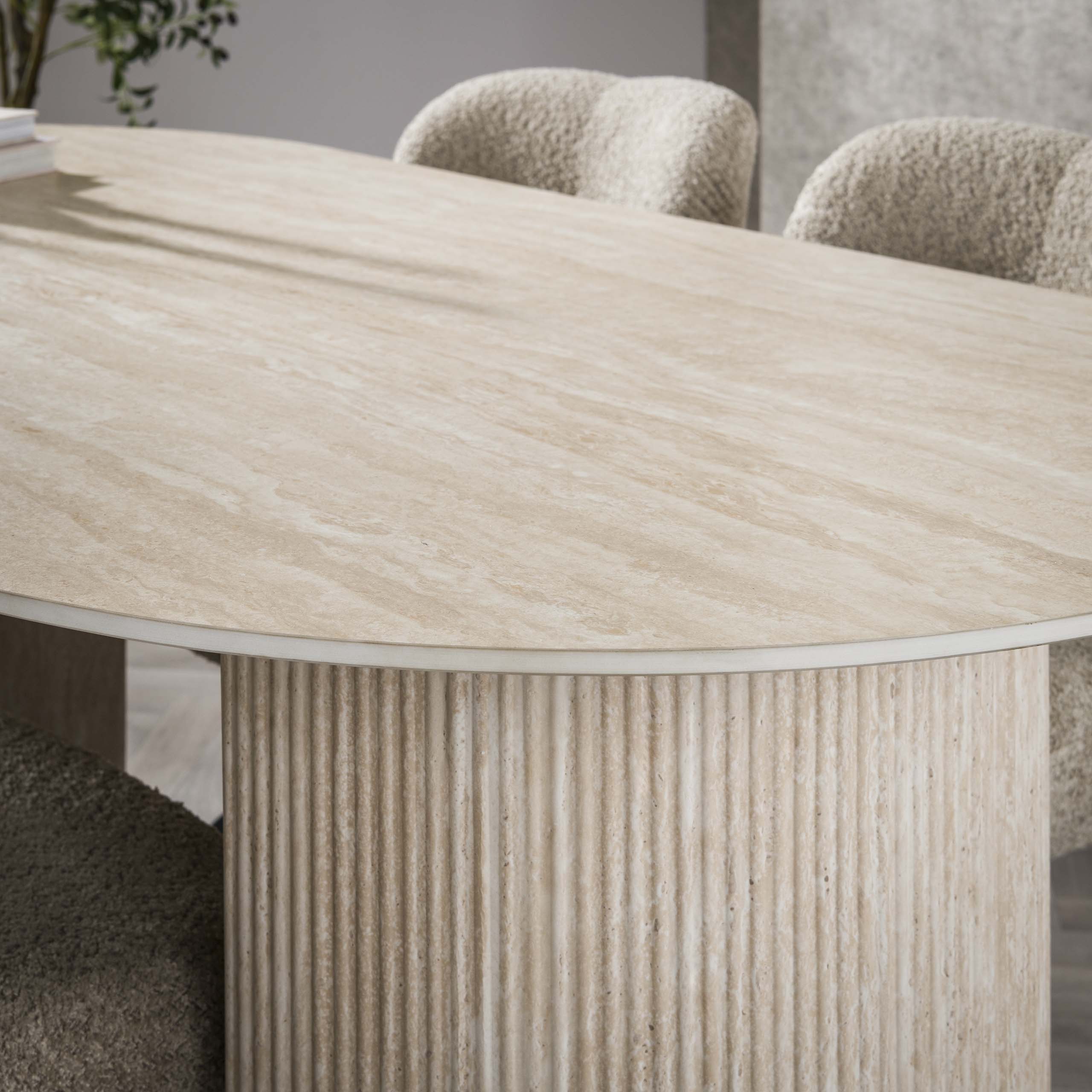 Eettafel Romano Arch | Ovaal 180cm | Keramiek travertin