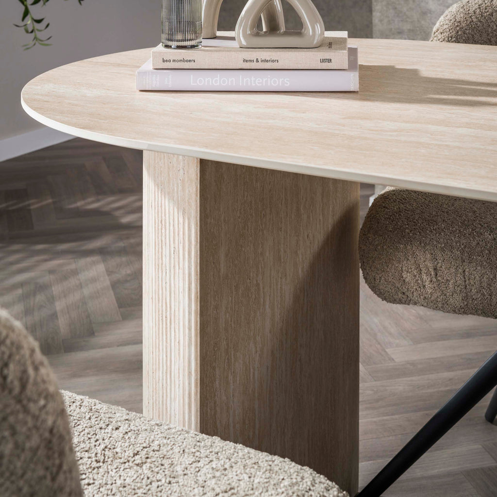 Eettafel Romano Arch | Ovaal 180cm | Keramiek travertin