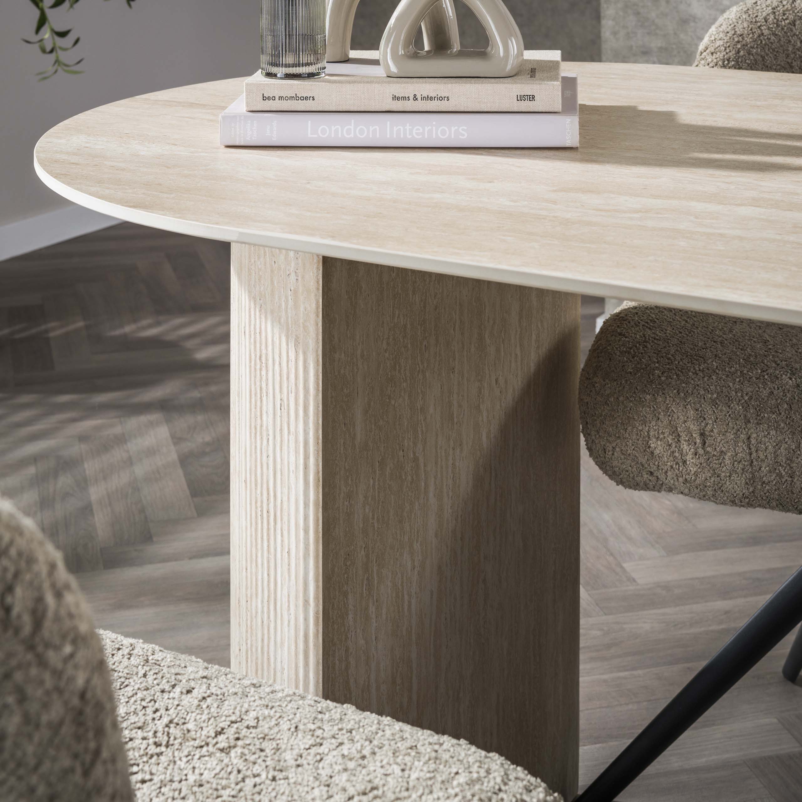 Eettafel Romano Arch | Ovaal 180cm | Keramiek travertin