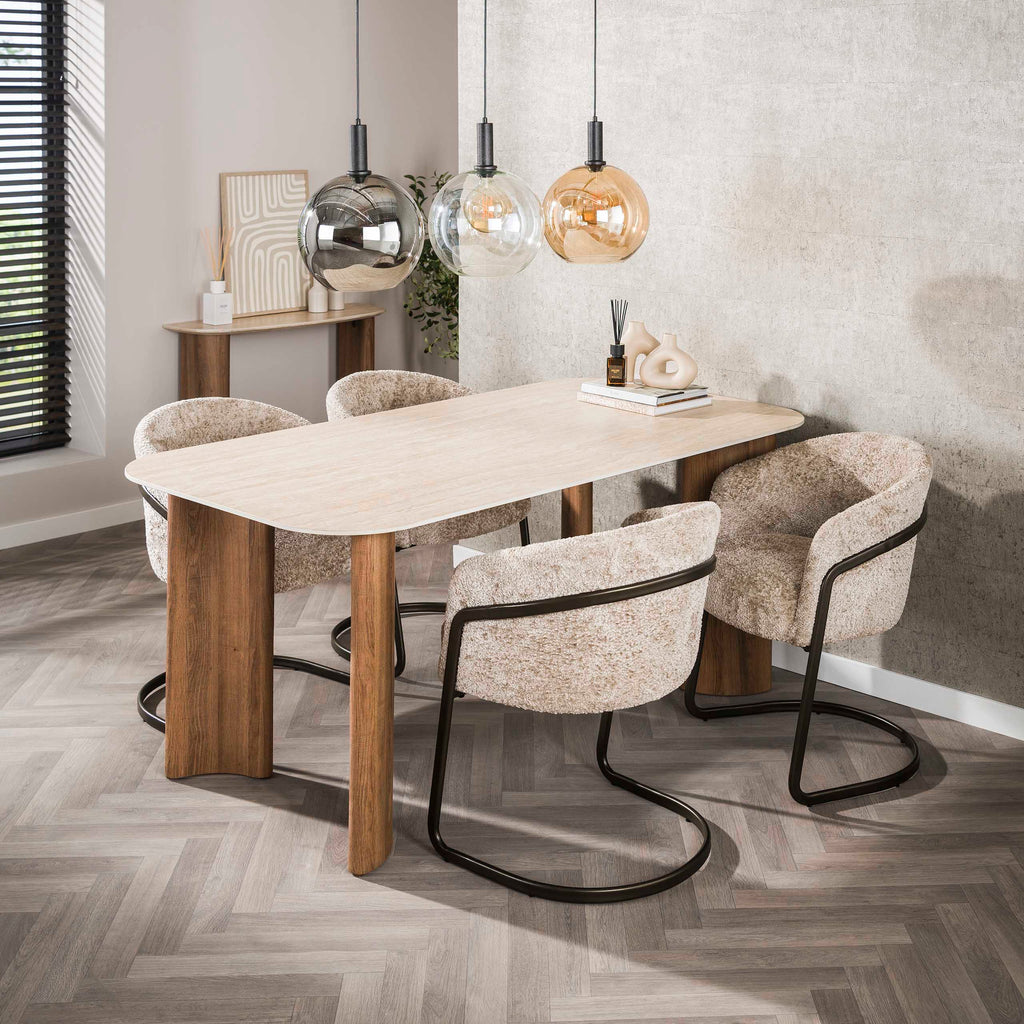 Eettafel Romano Curvo | 180cm | Keramiek travertin