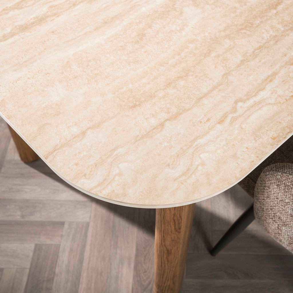 Eettafel Romano Curvo | 180cm | Keramiek travertin
