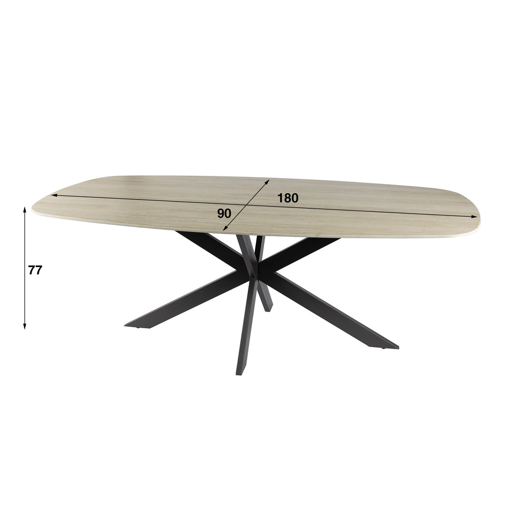 Eettafel Romano Cross | Deens ovaal | 3D keramiek travertin