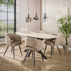 Eettafel Romano Cross | Deens ovaal | 3D keramiek travertin