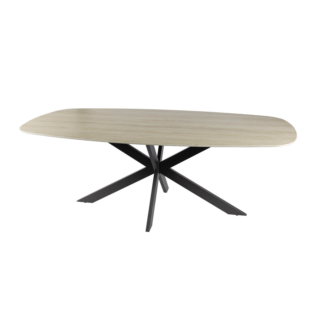 Eettafel Romano Cross | Deens ovaal | 3D keramiek travertin