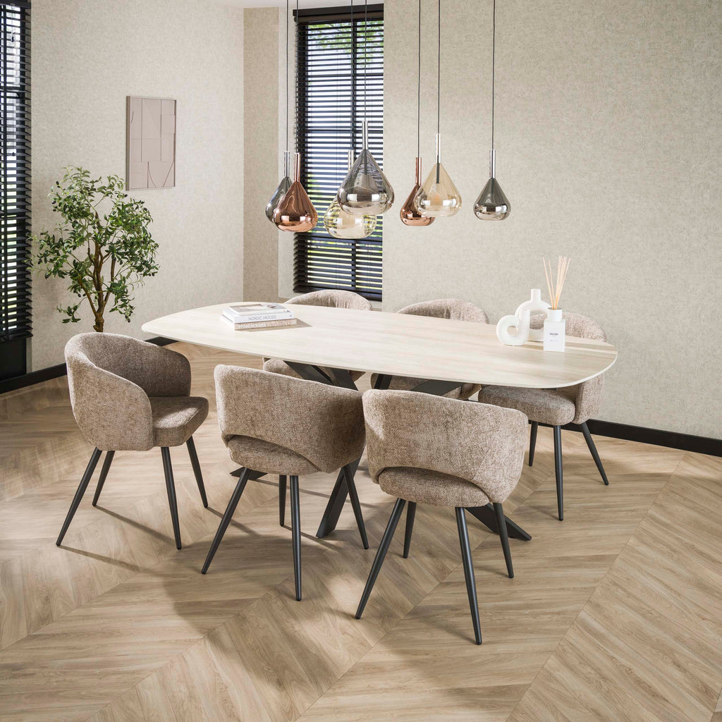 Eettafel Romano Cross | Deens ovaal | 215 cm | Travertin