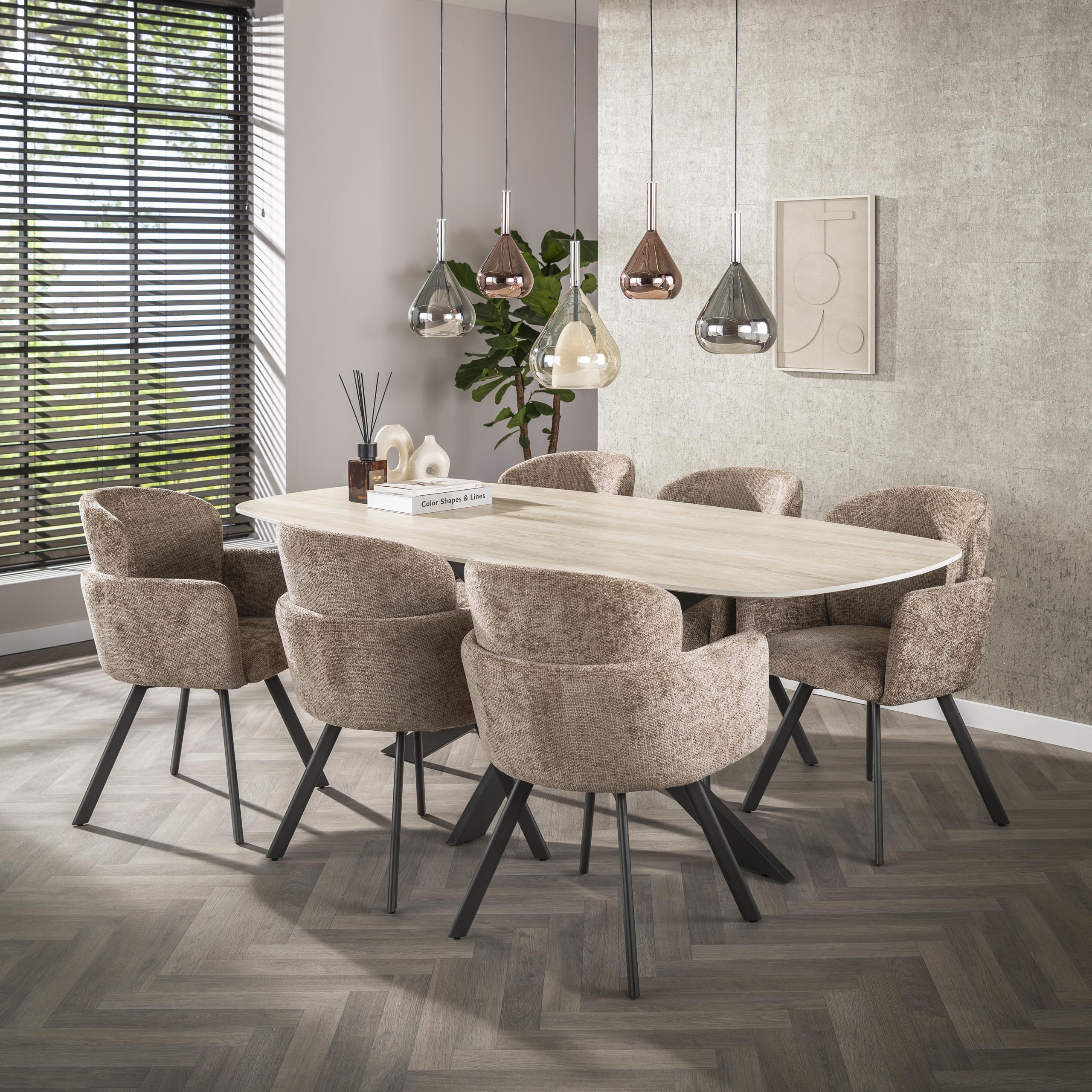 Eettafel Romano Cross | Deens ovaal | 215 cm | Travertin