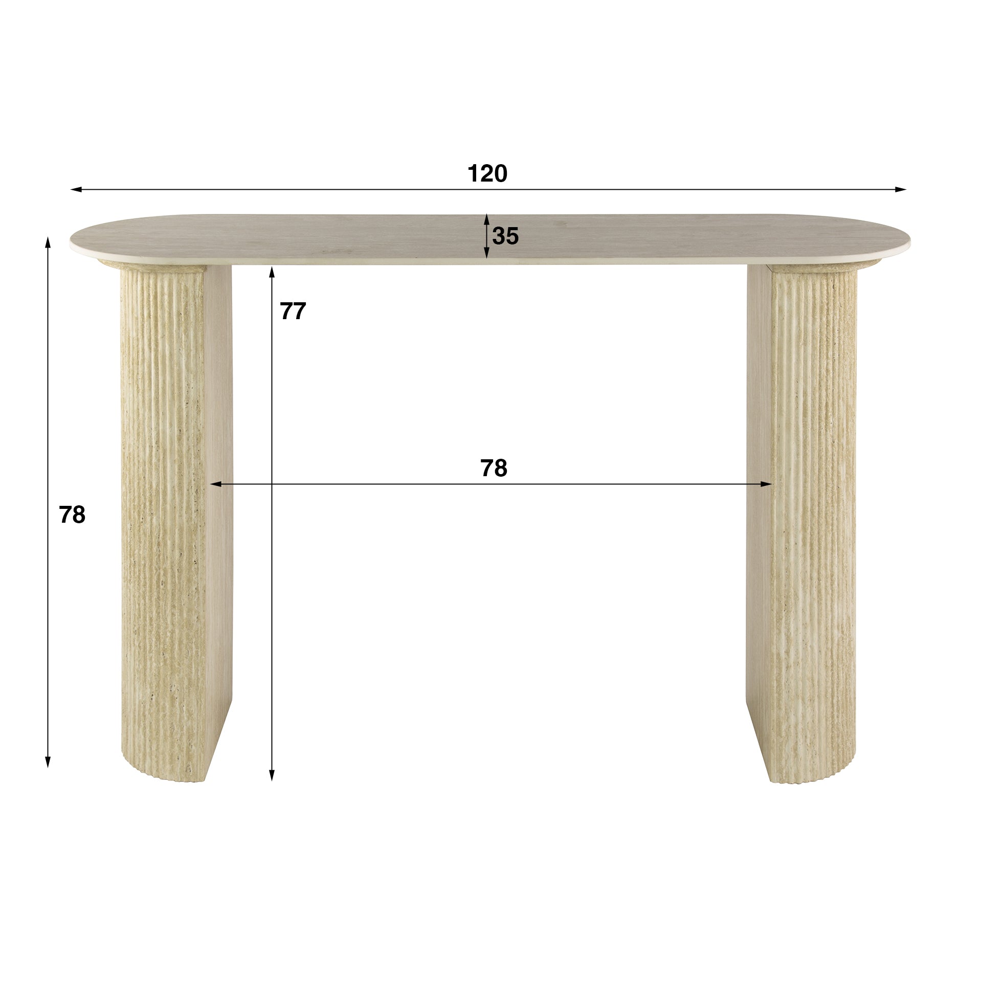 Hal-/kaptafel Romano Arch | Keramiek travertin
