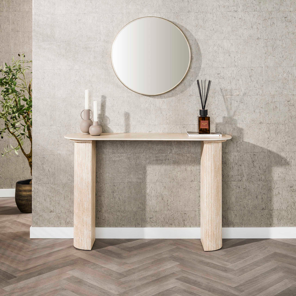 Hal-/kaptafel Romano Arch | Keramiek travertin