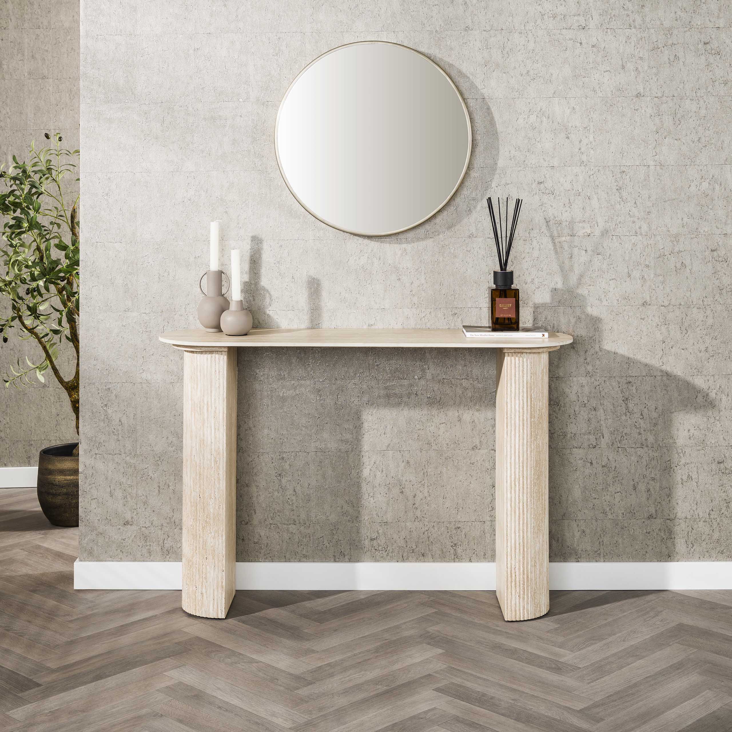 Hal-/kaptafel Romano Arch | Keramiek travertin