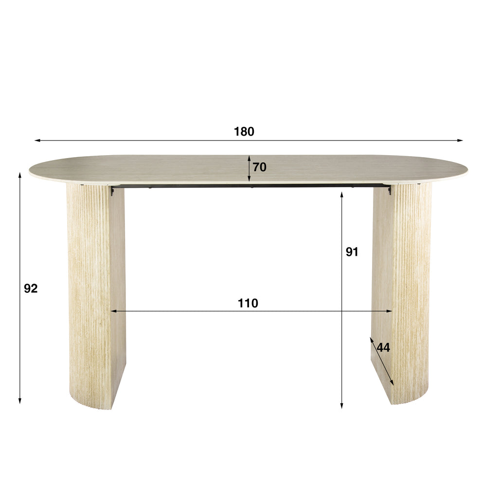 Bartafel Romano Arch | Keramiek Travertin | 180 cm