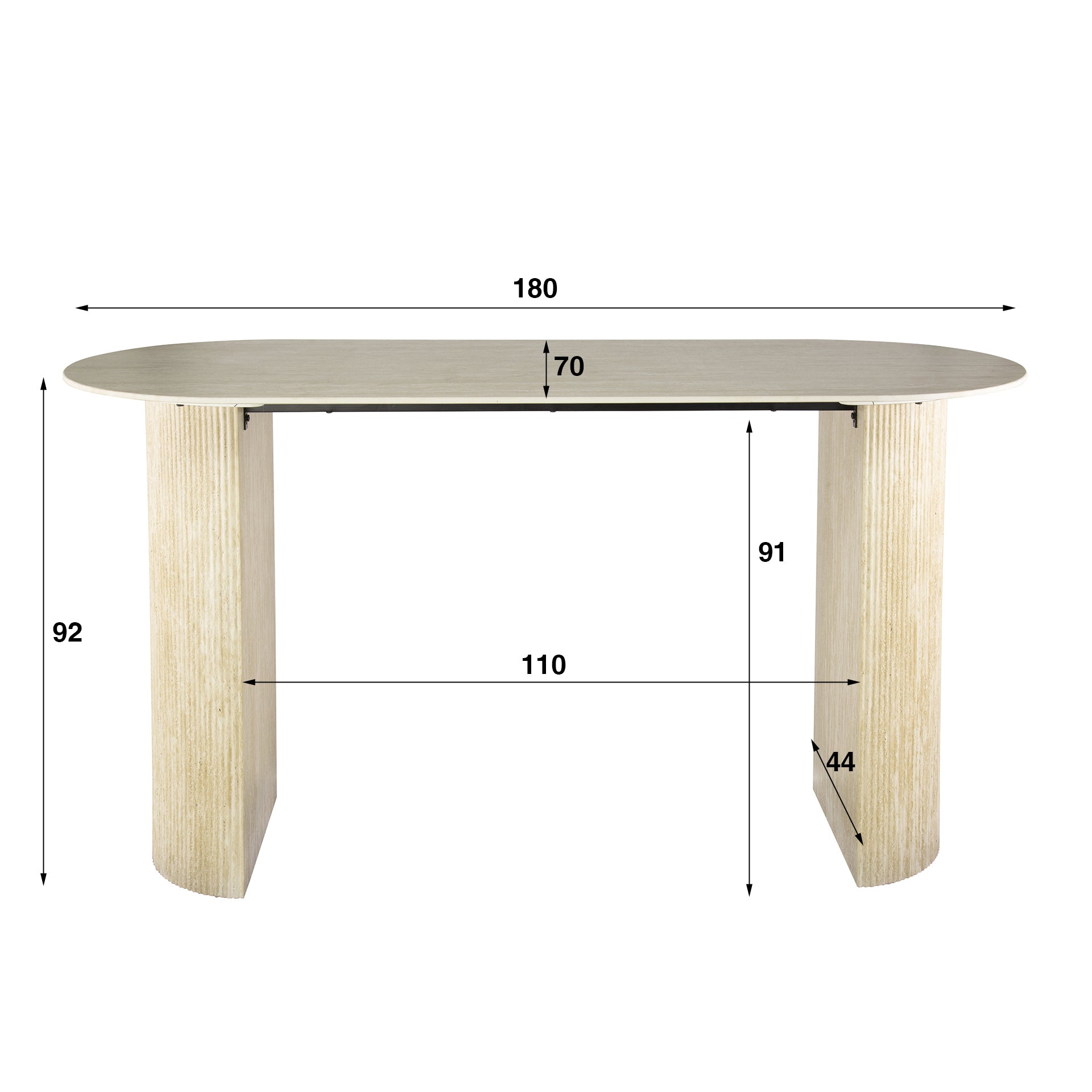 Bartafel Romano Arch | Keramiek Travertin | 180 cm