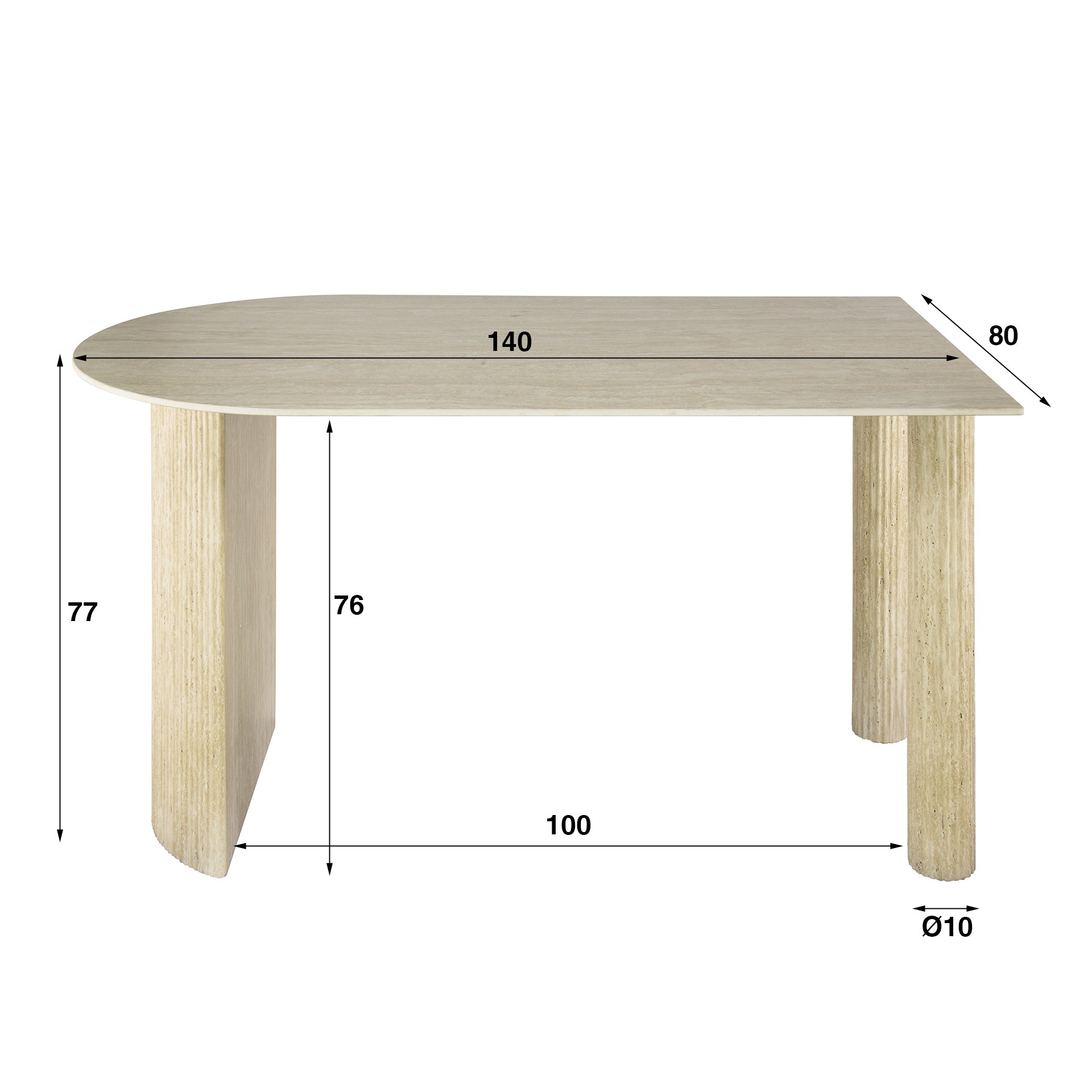 Eettafel Romano Arch | 1-side | Keramiek travertin