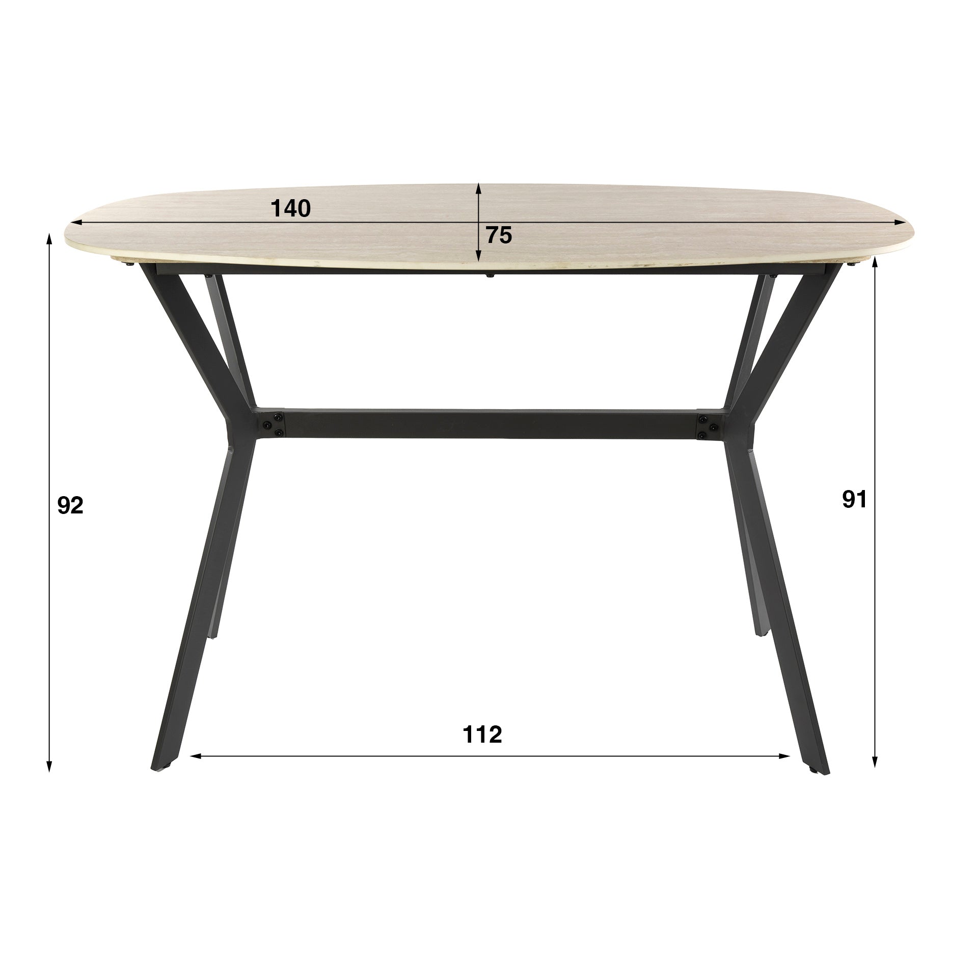 Bartafel Romano | Deens Ovaal | 140 cm | Travertin