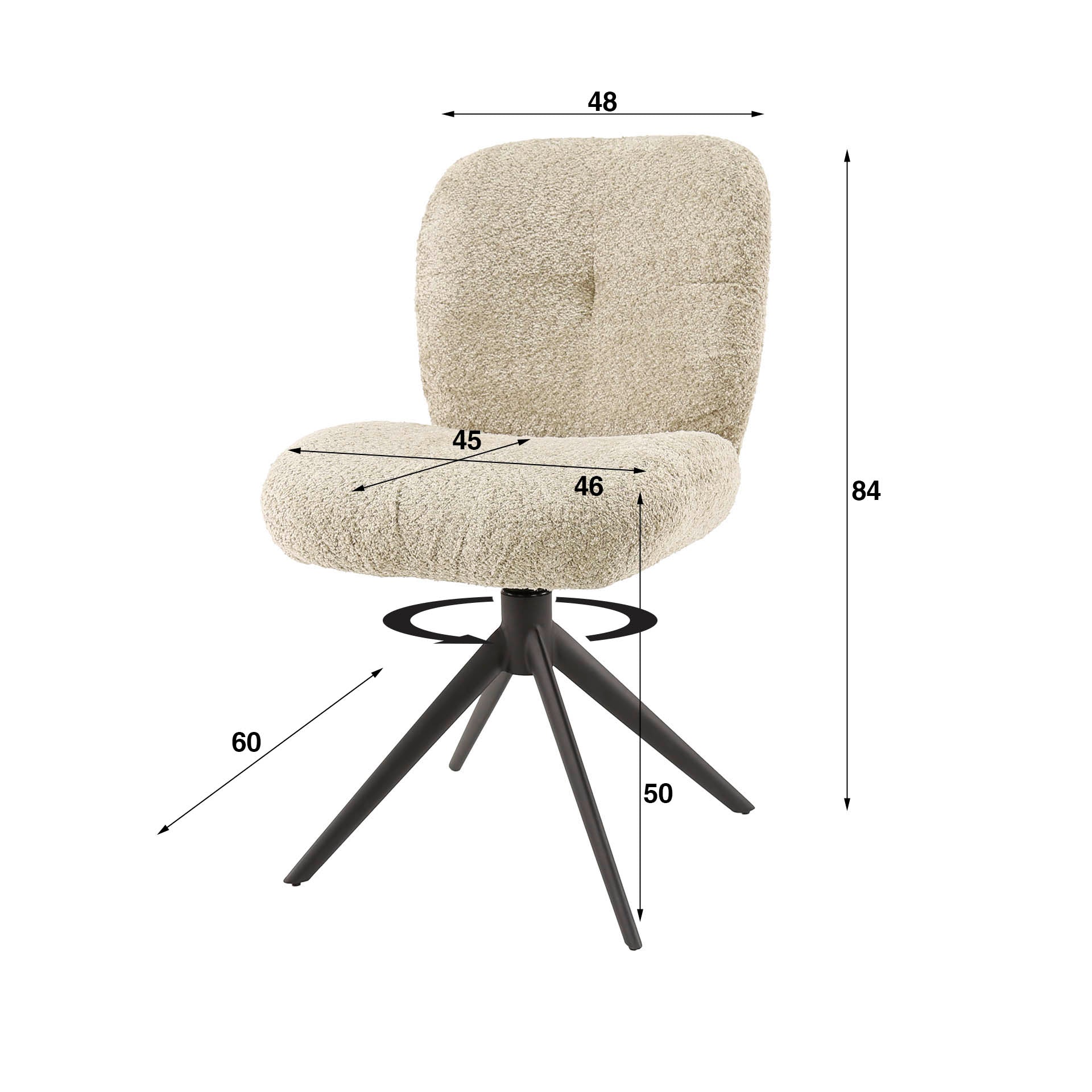 Stoel Comfort | Draaibaar | Bouclé zand