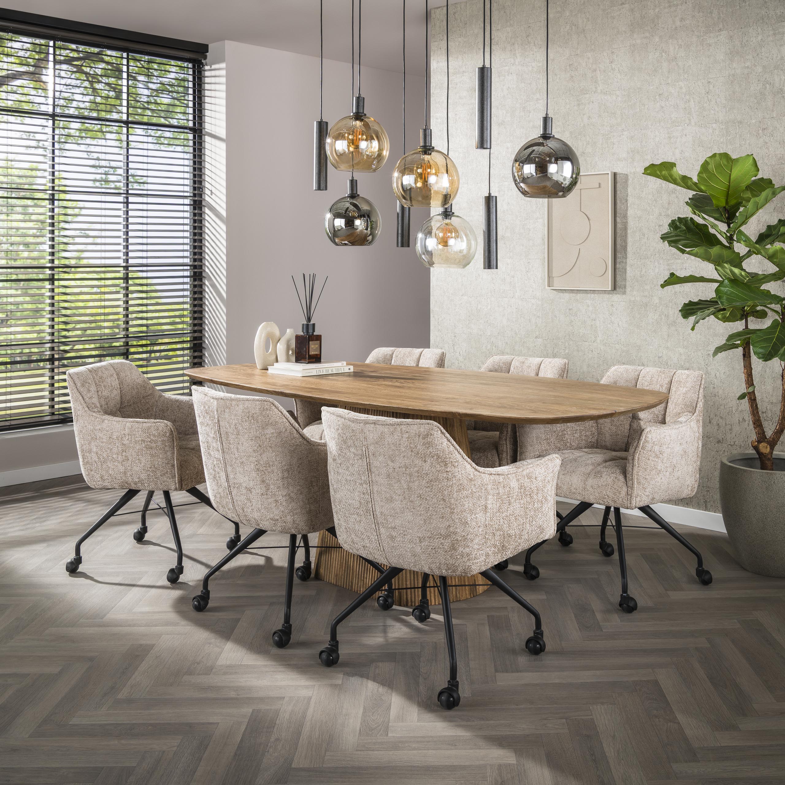 Armstoel Raster | Wieltjes | Hoven zand | Set van 2