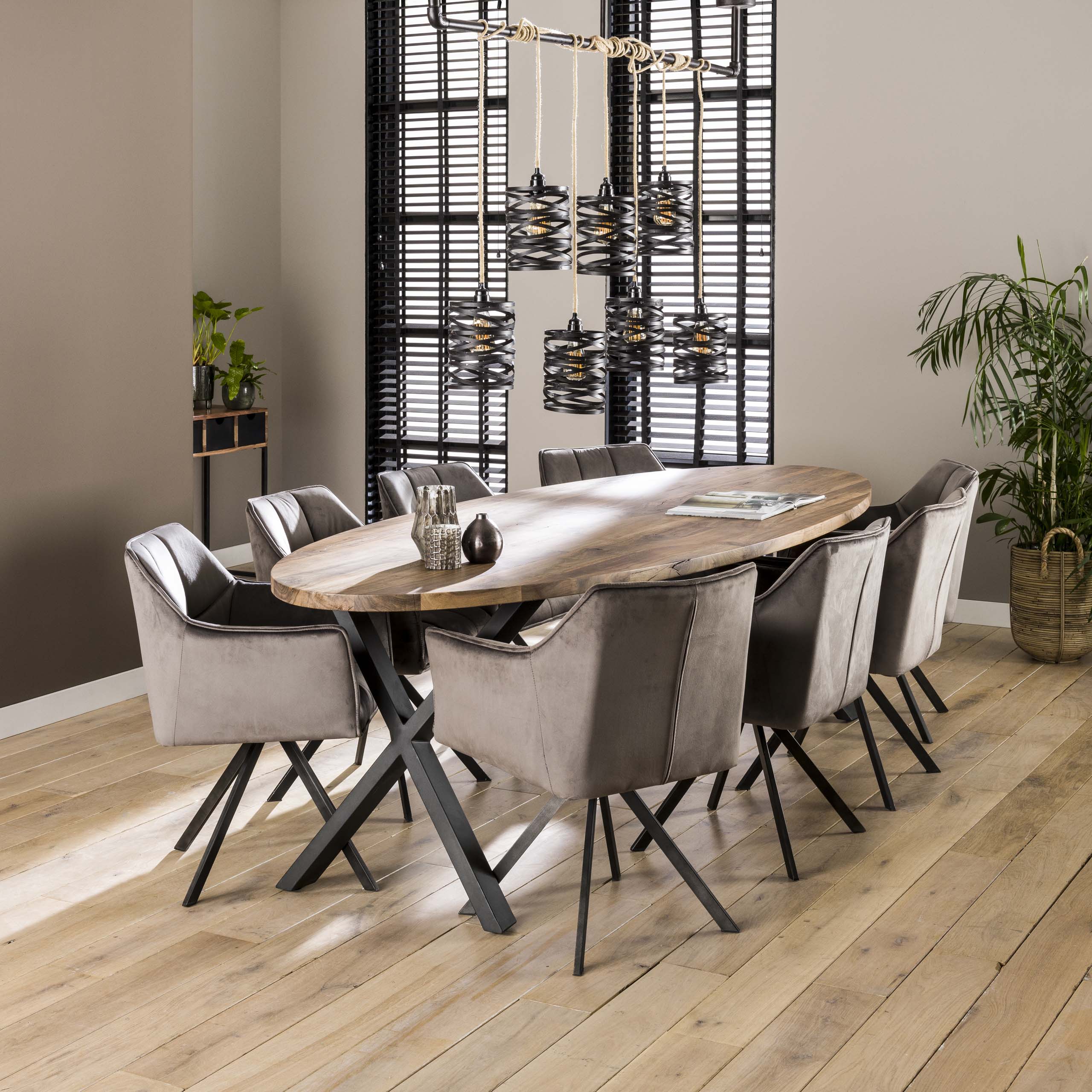 Armstoel Raster | Draaibaar | Velours antraciet