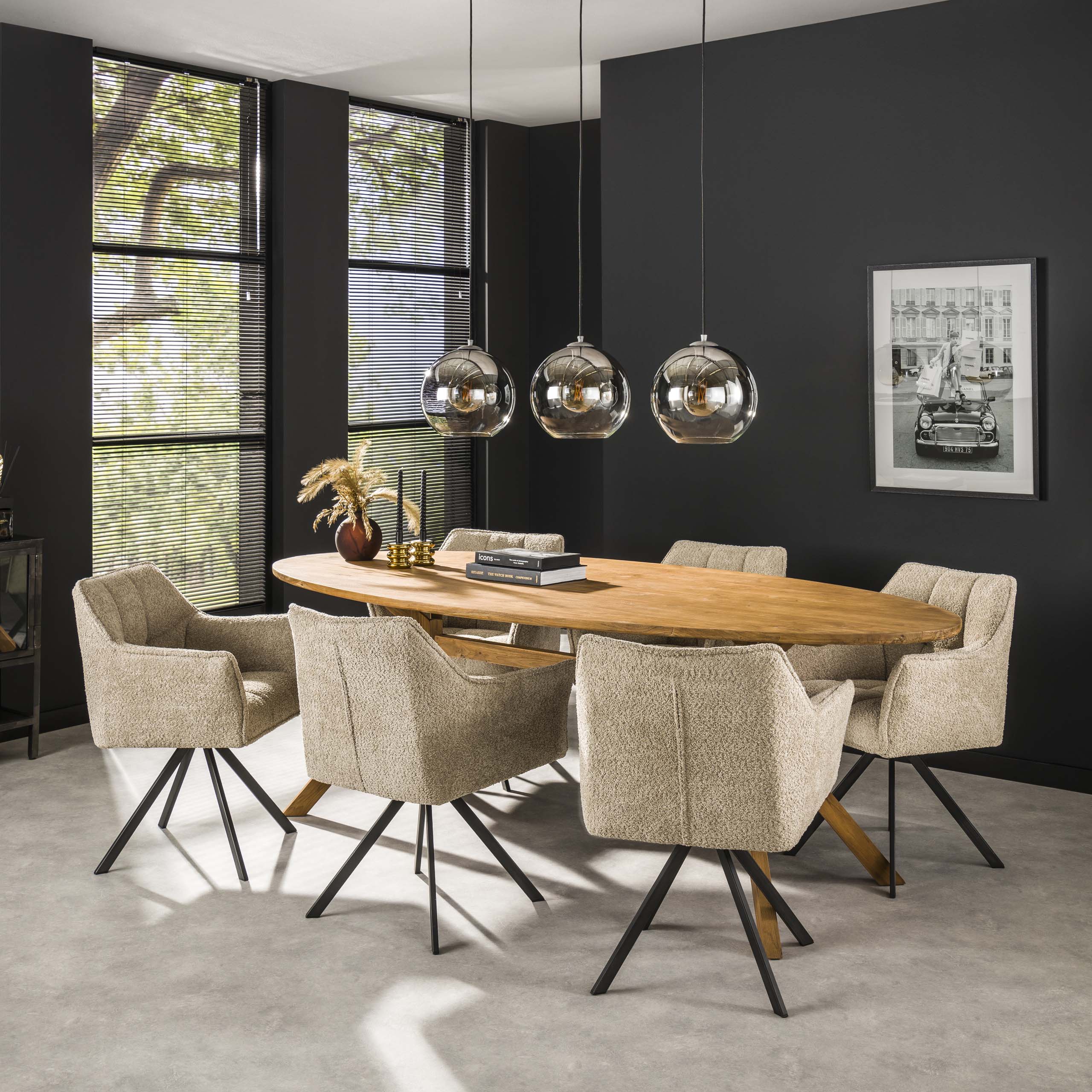 Armstoel Raster | Draaibaar | Bouclé zand