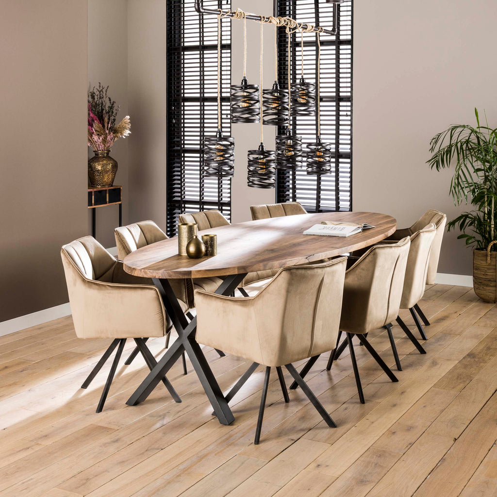 Armstoel Raster | Draaibaar | Velours champagne