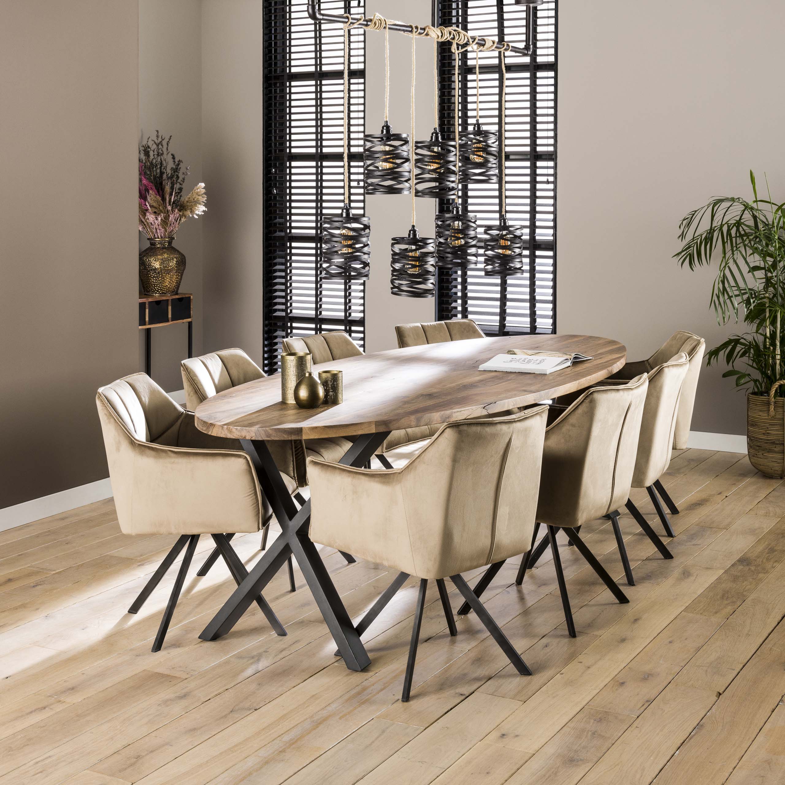 Armstoel Raster | Draaibaar | Velours champagne