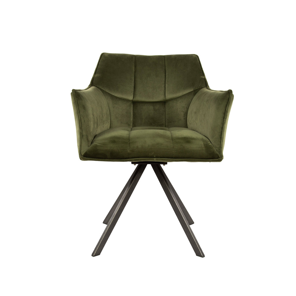 Armstoel Raster | Draaibaar | Velours groen | Set van 2