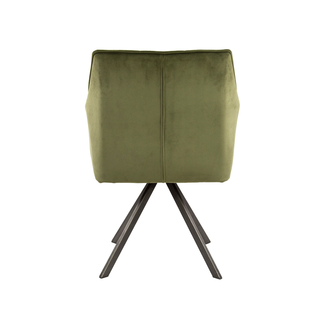 Armstoel Raster | Draaibaar | Velours groen | Set van 2
