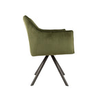 Armstoel Raster | Draaibaar | Velours groen | Set van 2