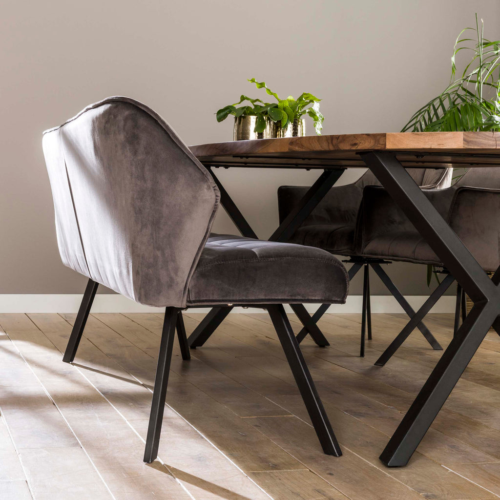 Eetkamerbank Raster | Velours | Antraciet