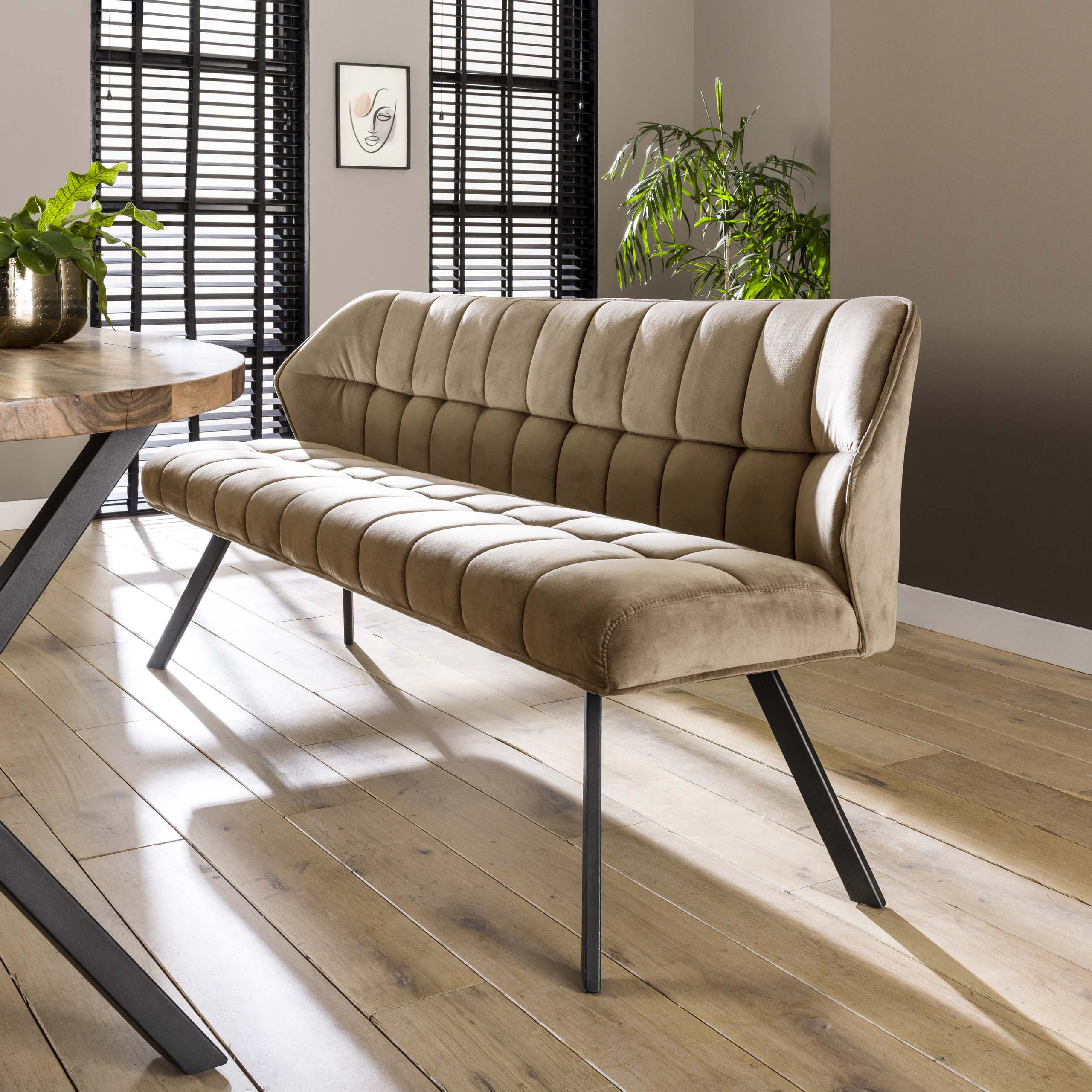 Eetkamerbank Raster | Velours | Champagne