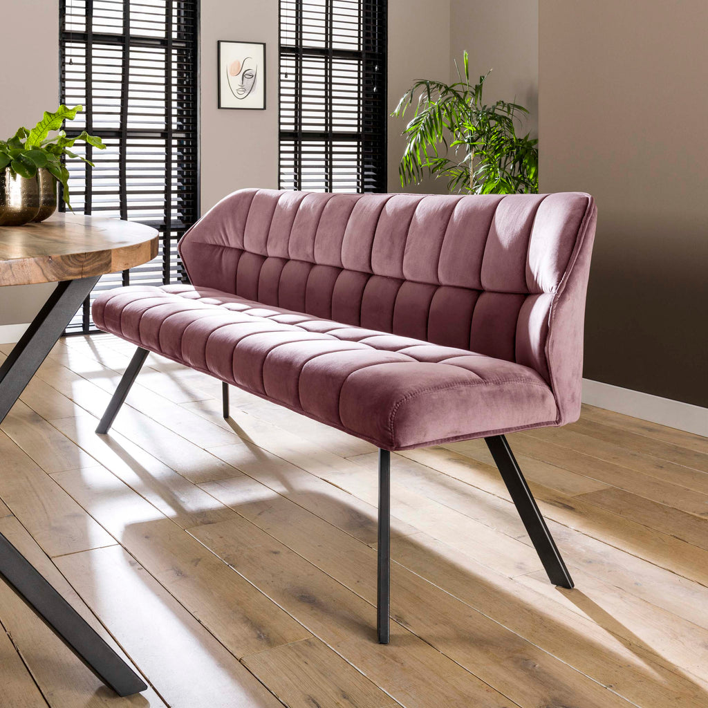Eetkamerbank Raster | Velours | Roze