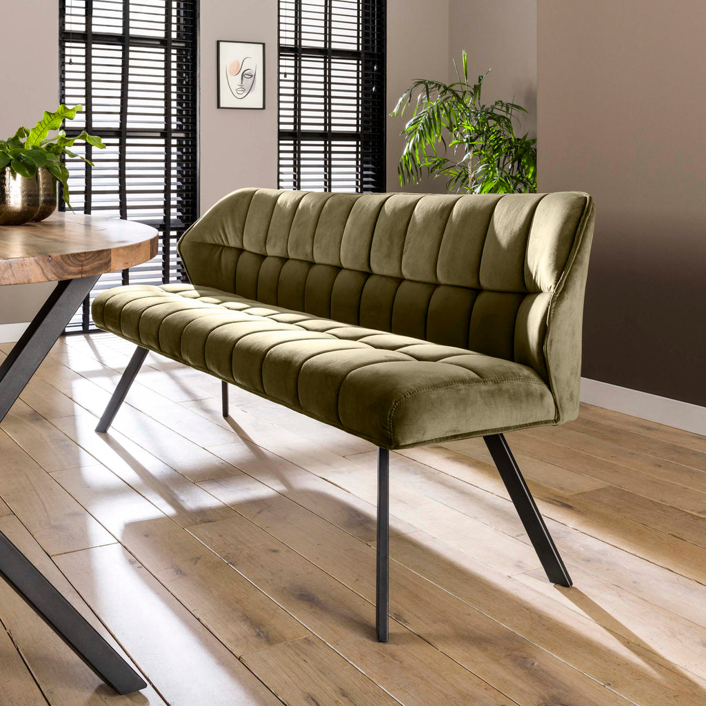 Eetkamerbank Raster | Velours | Groen