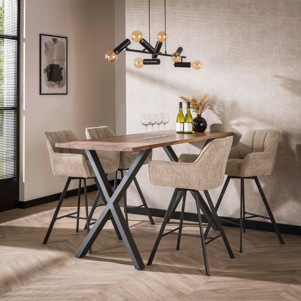 Barstoel Raster | Draaibaar | Bouclé zand